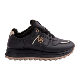 Scarpe sportive da donna isolate con pelliccia, piattaforma Lerisas nera nero