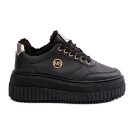 Sneakers sportive isolate da donna con suola spessa, Ardiela nera nero