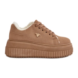 Sneakers isolanti da donna su suola spessa con dettagli dorati Lotira marrone