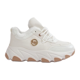 Scarpe sportive stringate isolate da donna sulla piattaforma, Verioras bianche bianco