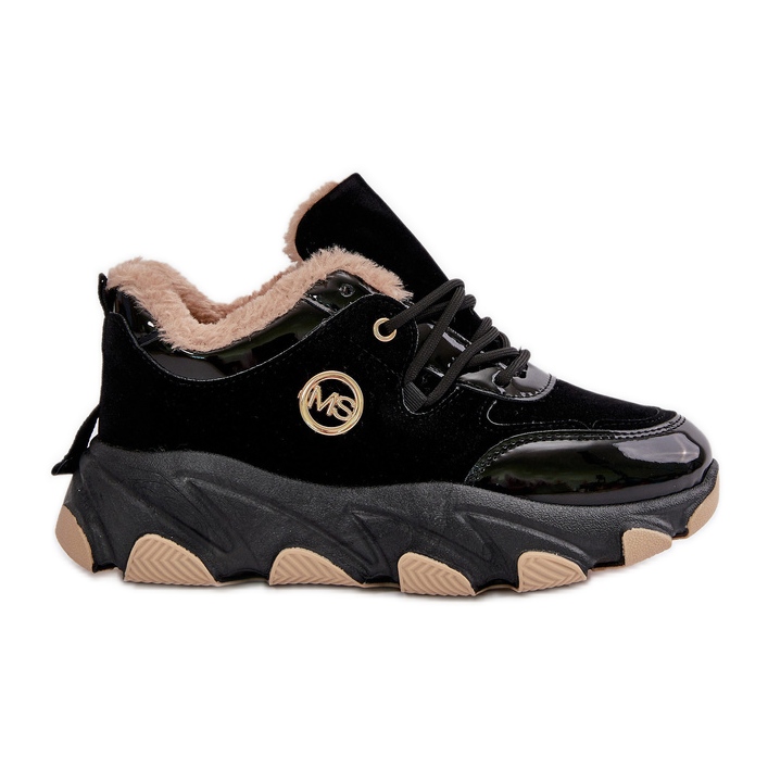 Scarpe sportive stringate isolate da donna su piattaforma Verioras nere nero