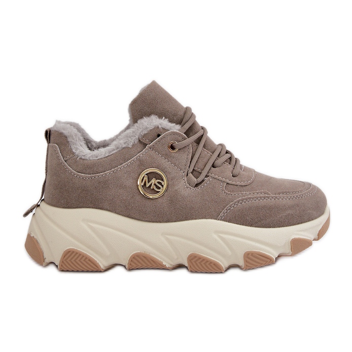 Scarpe sportive stringate isolate da donna sulla piattaforma, grigie e bianche grigio