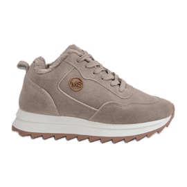 Scarpe sportive isolanti in pelle su plateau, Grigio Adite