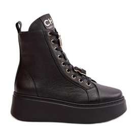 Stivaletti Worker In Pelle Da Donna Con Spille Neri CheBello 4294 nero