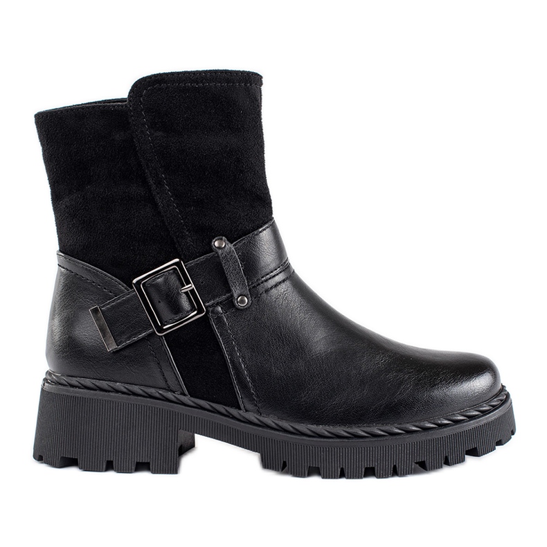 Stivaletti da donna neri con chiusura decorativa nero