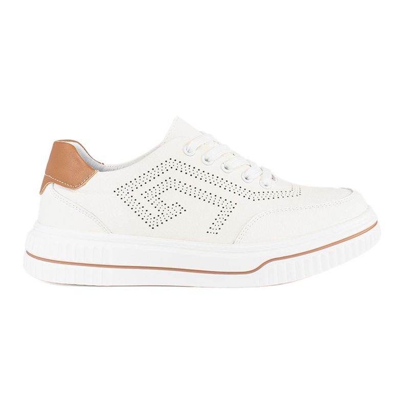 Scarpe sportive bianche in pelle traforata bianca