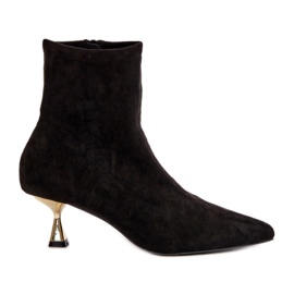 Stivali da donna con tacco alto e punta a punta in eco suede, colore Nero Irithare