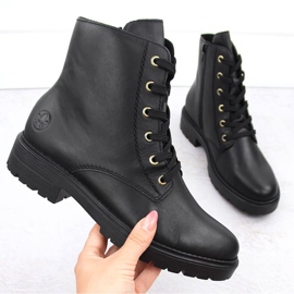 Comodi stivali neri isolanti da donna in pelle Rieker Z2841-00 nero