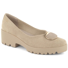 Scarpe slip-on da donna in pelle scamosciata beige Filippo DP4569