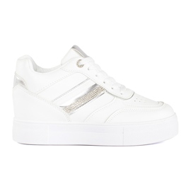 Sneakers bianche con zeppa nascosta bianca