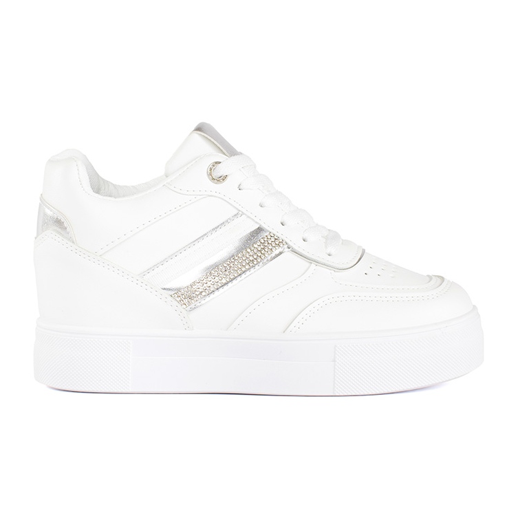 Sneakers bianche con zeppa nascosta bianca