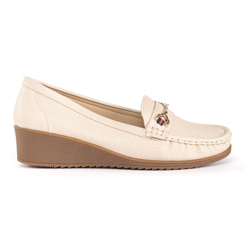Mocassini con zeppa color crema beige
