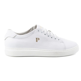 Sneakers POLBUT 2127 da uomo in pelle, colore bianco bianca