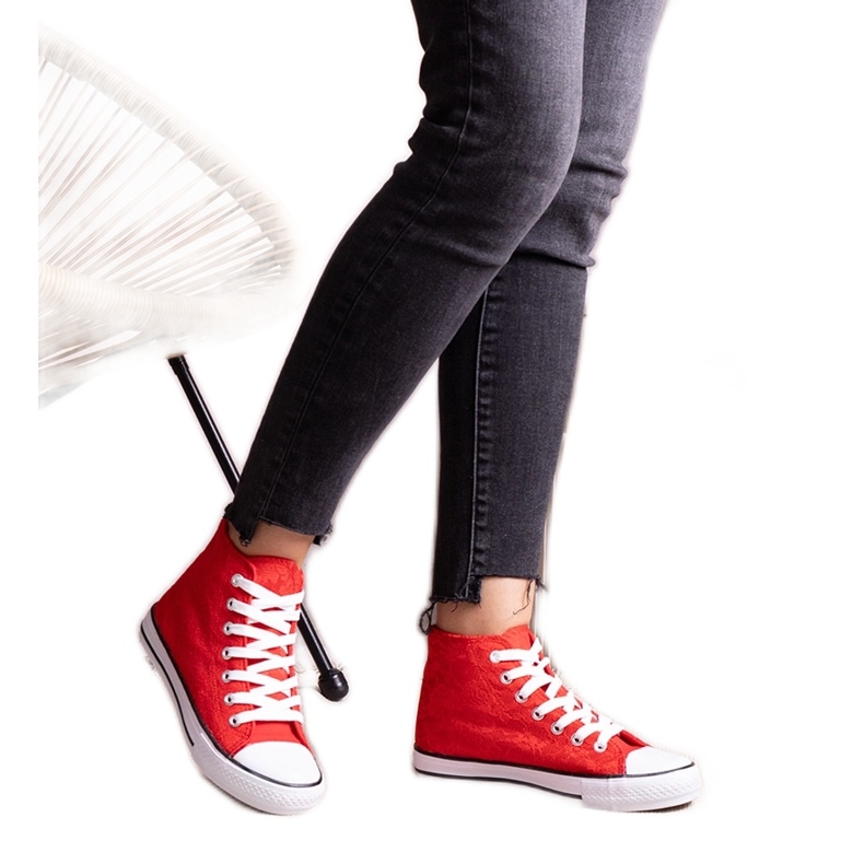 Sneakers alte rosse con laccio di Bonifakima rosso