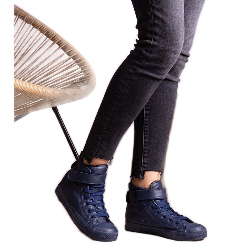 Sneakers alte blu navy realizzate in ecopelle Bonbonita