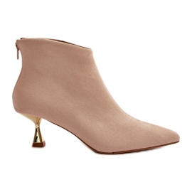Stivali Tacco Alto da Donna Eco Camoscio Beige Terlena