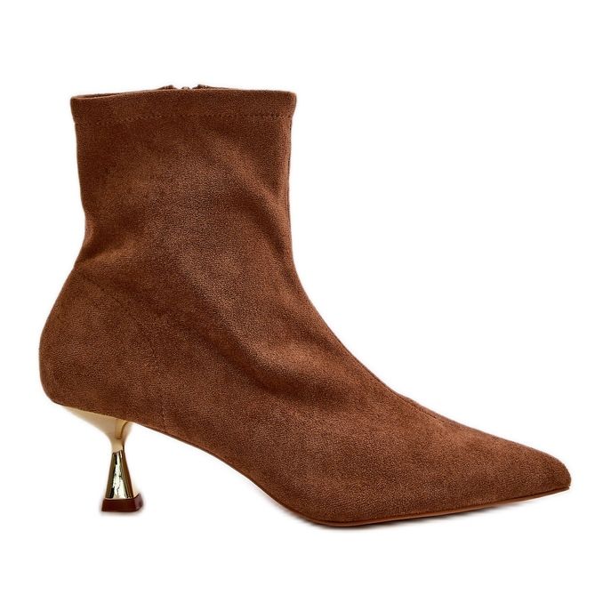 Stivali con tacco alto da donna in eco pelle scamosciata con punta a punta Irithare color cammello marrone