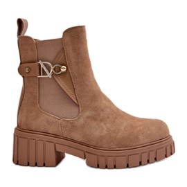 Caldi Stivaletti Da Donna In Eco Camoscio Beige Con Dettaglio Oro Bervena
