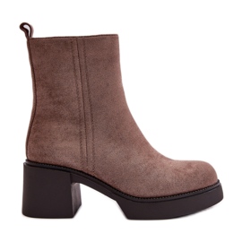 Stivaletti da donna in eco pelle scamosciata, isolanti, beige scuro, Meriluna