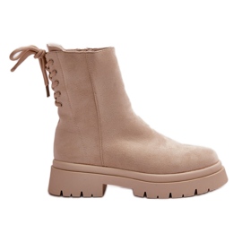 Stivaletti con tacco piatto in pelle scamosciata Lakyta beige
