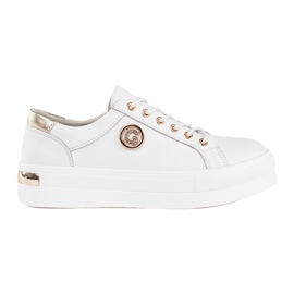 Goodin Sneakers in pelle bianca con suola spessa bianco