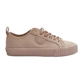 Scarpe da ginnastica isolanti in velluto a coste da donna Big Star OO274812 Sistema Hi-Poly Beige