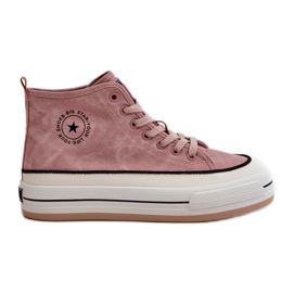 Scarpe da ginnastica da donna isolate sulla piattaforma in ecopelle Big Star OO274068 Rosa