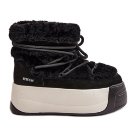 Stivali da neve in pelle da donna su suola spessa con pelliccia Big Star OO274A206 Nero