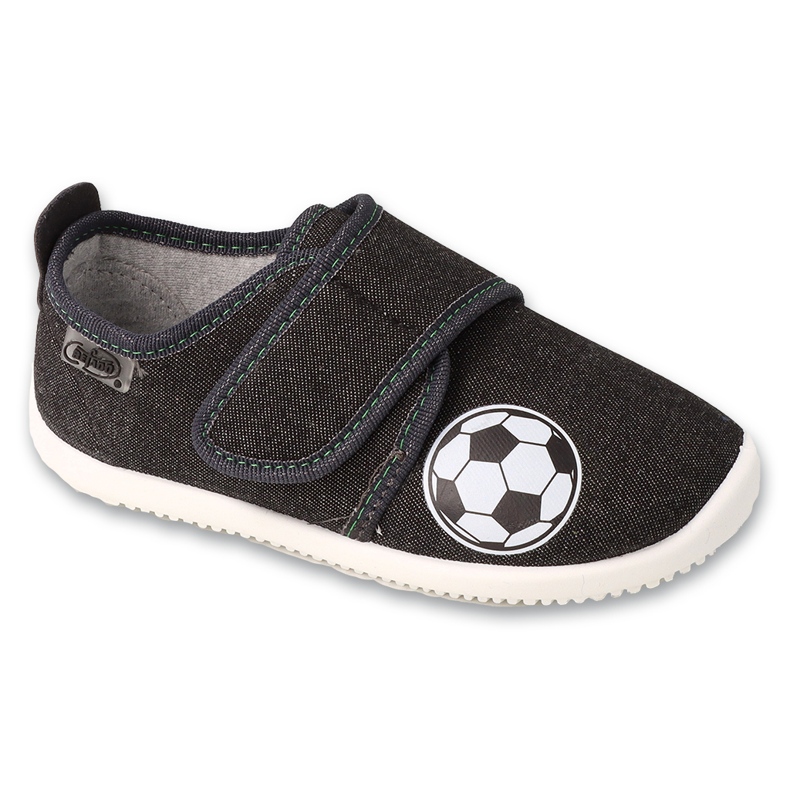 Ciabatte per bambini Befado con velcro, applicazione pallina 902Y042, nere nero