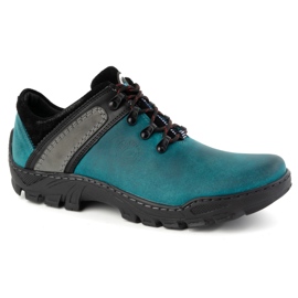 Olivier Scarpe da trekking da uomo in pelle 311GT, turchese verde