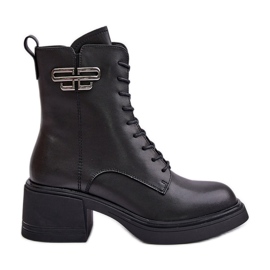 Stivali da donna con tacco grosso, isolati, in pelle naturale, Vinceza nera 66682 nero