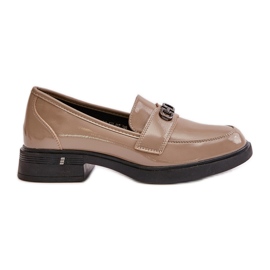 Mocassini da donna in pelle verniciata Khaki Vinceza 58409 verde