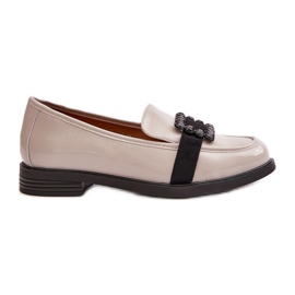 Mocassini da Donna in Vernice Con Decorazione, Vinceza Grigio Chiaro 58389