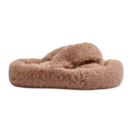 Pantofole Da Donna In Pelliccia Con Suola Spessa, Lavitera Beige