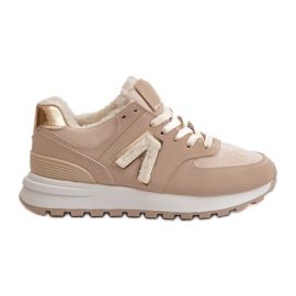Sneakers da Donna, Scarpe Sportive, Foderate in Montone, Ciamara Beige