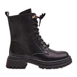 Stivali Worker Da Donna In Eco Pelle Con Spille Nero Rianael