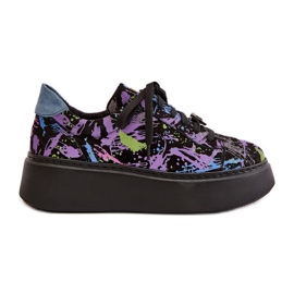 Scarpe sportive in pelle sulla piattaforma Maciejka 06191-05 Viola nero