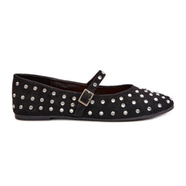 Ballerine Decorate Con Cinturino In Eco Camoscio Nero Tirilissa