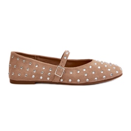 Ballerine Beige In Eco Camoscio Decorato Con Cintura Tirilissa