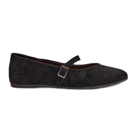 Ballerine piatte nere in eco suede con cinturino Tirilina nero