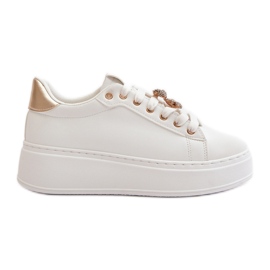 Sneakers da donna con plateau e orsetto, Vailina di colore bianco