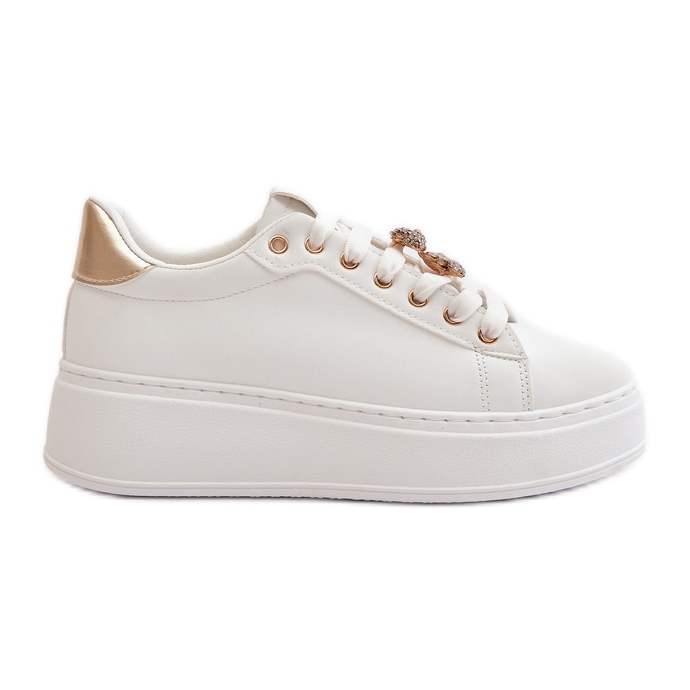 Sneakers da donna con plateau e orsetto, Vailina di colore bianco
