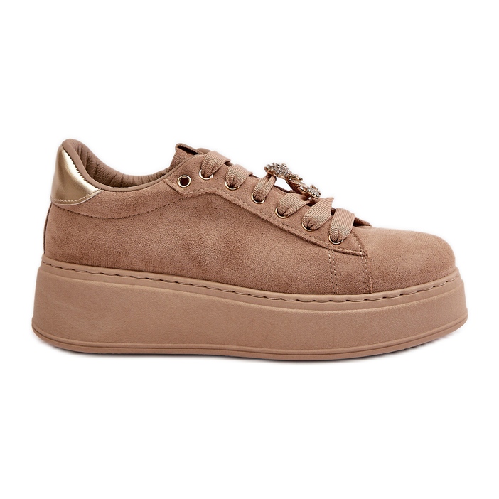 Sneakers Platform Da Donna Beige Con Orsetto Vailina