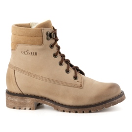 Olivier Stivali in pelle da donna, stivali invernali isolanti, 365BB, beige