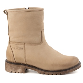Olivier Stivali invernali isolanti in pelle da donna 340BB, beige