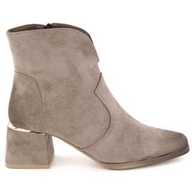 Stivali da donna con tacco in pelle scamosciata, beige Potocki 12422