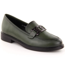 Scarpe da lord da donna con decorazione, verde Potocki 12425