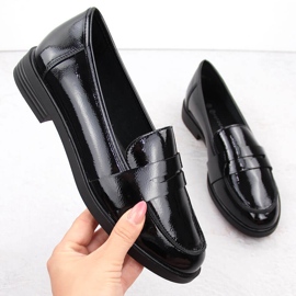 Scarpe da lord da donna in vernice, nere Potocki 12442 nero