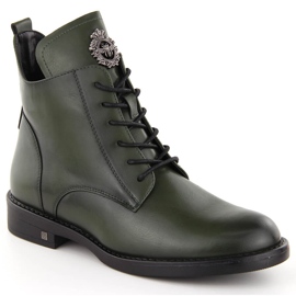 Stivali da donna con lacci e cerniera, verde Potocki SZ12179
