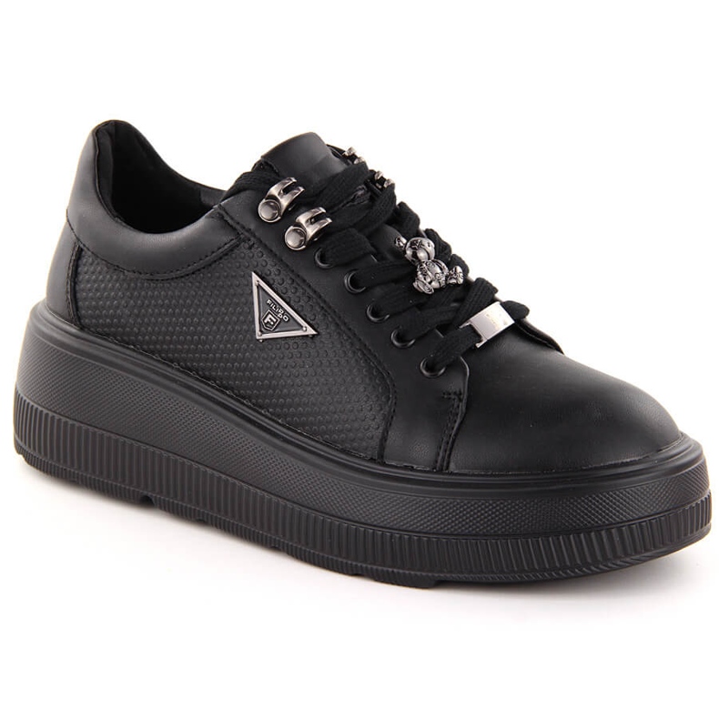 Scarpe da donna in pelle nera su plateau Filippo DP6382 nero